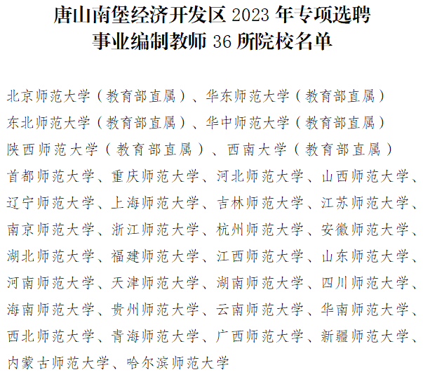 2023年河北唐山南堡经济开发区专项选聘事业编制教师18人公告